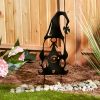 Metal Gnome Garden Stake - Black Hat