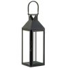 Square Clear Glass Black Candle Lantern - 15 inches