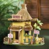 Tiki Hut Bar Thatched-Roof Bird House