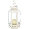 Victorian Style White Candle Lantern - 10.5 inches