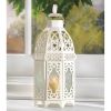 Lacy Cutout White Candle Lantern - 12 inches