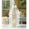 Lacy Cutout White Candle Lantern - 12 inches