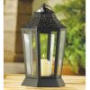 Black Six-Panel Candle Lantern - 9.5 inches