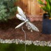 Mixed Pattern Metal Dragonfly Garden Stake - 39 inches