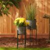 Metal Wave Design Plant Stand Set