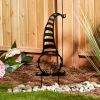 Metal Gnome Garden Stake - Tall Striped Hat