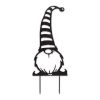 Metal Gnome Garden Stake - Tall Striped Hat