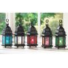 Multi-Colored Glass Moroccan Candle Lantern - 10 inches