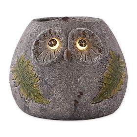 Resin Owl Garden Planter with Solar Light-Up Eyes