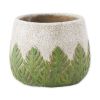 Cement Flower Pot Set - Green Leaves