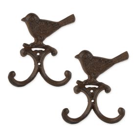 Cast Iron Bird Wall Hooks - Set of 2