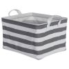 PE-Coated Nesting Fabric Bin Set - Gray Stripes