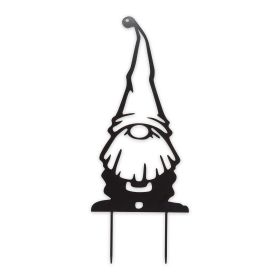 Metal Gnome Garden Stake - White Hat