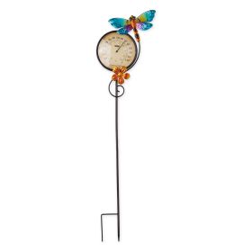 Metal Thermometer Garden Stake - Dragonfly