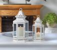 Victorian Style White Candle Lantern - 8 inches