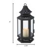 Victorian Style Black Candle Lantern - 8 inches