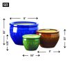 Embossed Jewel Tone Ceramic Planter Set