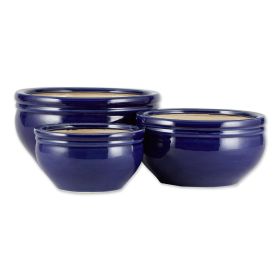 Ocean Blue Ceramic Planter Set