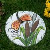 Orange Dragonfly Love Blooms Here Cement Garden Stepping Stone