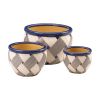 Blue Woven Design Ceramic Planter Set