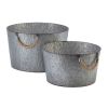 Galvanized Metal Planters with Rope Handles