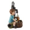 Boy and Dog Wash Solar Garden Light