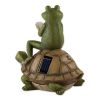 Frog Reading on Turtle Solar Garden Light