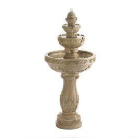 Four-Tier Stone-Look Garden Water Fountain