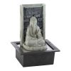 Stone-Look Buddha Lighted Tabletop Water Fountain