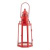 Metal Lighthouse Candle Lantern - Red