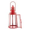 Metal Lighthouse Candle Lantern - Red