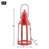 Metal Lighthouse Candle Lantern - Red