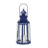 Metal Lighthouse Candle Lantern - Dark Blue