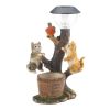 Climbing Cats with Bird Solar Garden Light with Flower Pot