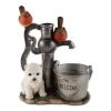 Terrier Puppy with Birds Solar Garden Light with Flower Pot