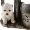 Terrier Puppy with Birds Solar Garden Light with Flower Pot