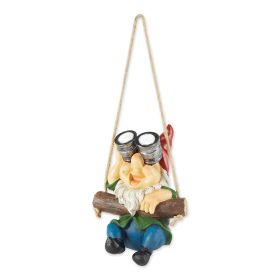 Gnome with Binoculars Hanging Solar Garden Light