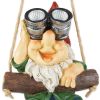 Gnome with Binoculars Hanging Solar Garden Light