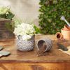 Cement Flower Pot Set - Taupe Scallop Design