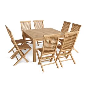 Classic Folding Chair 9 Pieces Outdoor Square Dining Set