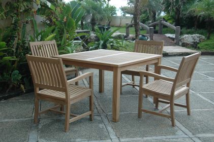 Rialto Dining Armchair 5 Pieces Outdoor Square Dining Set