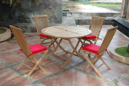 Classic Folding Chair 5 Pieces Round Folding Dining Set