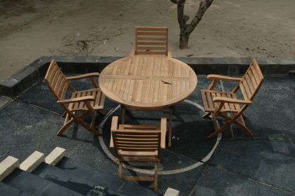 Andrew 5 Pieces OutdoorRound Folding Dining Set