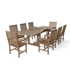 Wilshire 9 Pieces Outdoor Rectangular Extension Dining Set