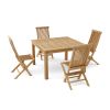 Classic 5 Pieces Small Slats Square Outdoor Dining Set