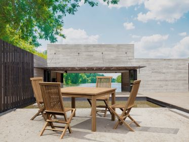 Classic 5 Pieces Small Slats Square Outdoor Dining Set