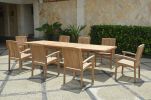 Sahara 9 Pieces Stackable Armchair and Bahama Rectangular Extension Outdoor Dining Set