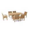 Sahara 7 Pieces Dining Armchair and Bahama Oval Extension Outdoor Dining Set