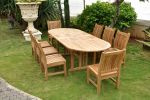 Sahara 9 Pieces Dining Chair and Oval Double Extension Outdoor Dining Set