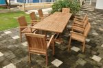 Sahara 9 Pieces Stackable Armchair and Bahama Rectangular Extension Outdoor Dining Set